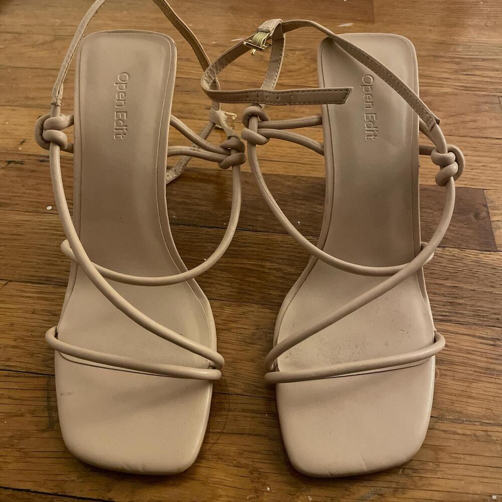 Open edit nude strappy heels